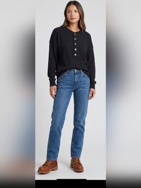 Lett Kruger Henley Top Black Sz S